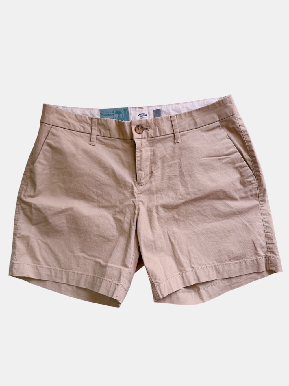 Old Navy 5” beige tan rolled oats chino khaki shorts NWT size 2 NEW WITH TAG